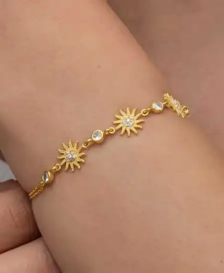Gümüş Gold Güneş Kadın Bileklik