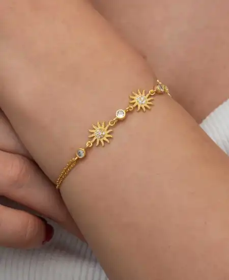 Gümüş Gold Güneş Kadın Bileklik