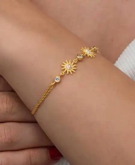 Gümüş Gold Güneş Kadın Bileklik