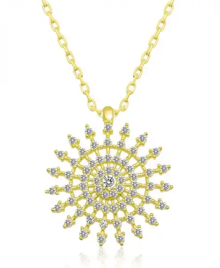 Gümüş Gold Güneş Kadın Kolye