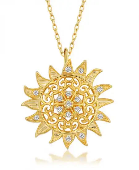 Gümüş Gold Güneş Kadın Kolye