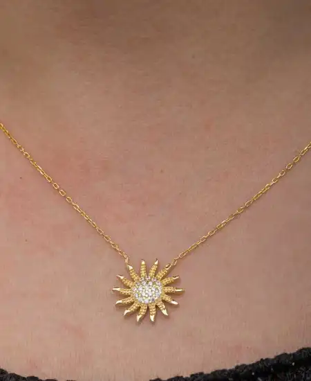 Gümüş Gold Güneş Kadın Kolye