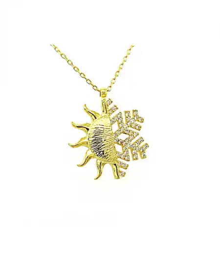 Gümüş Gold Güneş Kartanesi Bayan Kolye