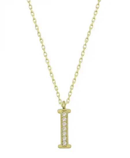 Gümüş Gold I Harfi Kadın Kolye