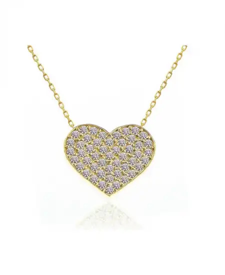 Gümüş Gold Kalp Kadın Kolye