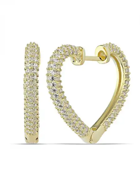 Gümüş Gold Kalp Kadın Küpe