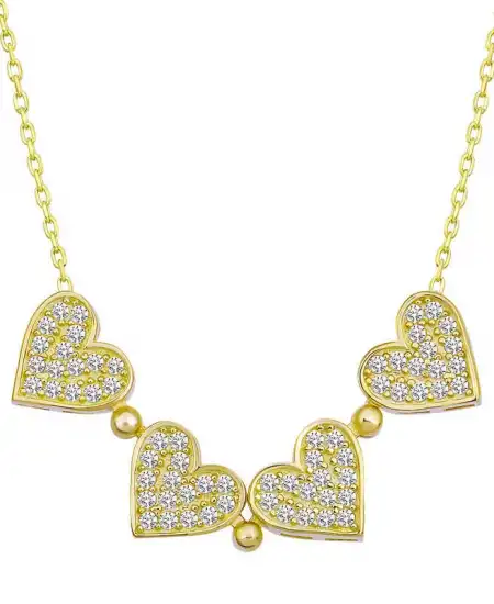 Gümüş Gold Kalpli Açılabilen Yonca Kadın Kolye