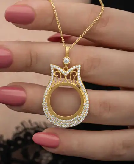 Gümüş Gold Kaplama Çeyrek Altın Takılabilen Kadın Kolye