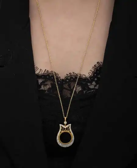 Gümüş Gold Kaplama Çeyrek Altın Takılabilen Kadın Kolye