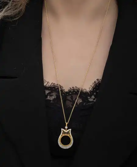 Gümüş Gold Kaplama Çeyrek Altın Takılabilen Kadın Kolye