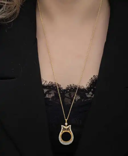 Gümüş Gold Kaplama Çeyrek Altın Takılabilen Kadın Kolye