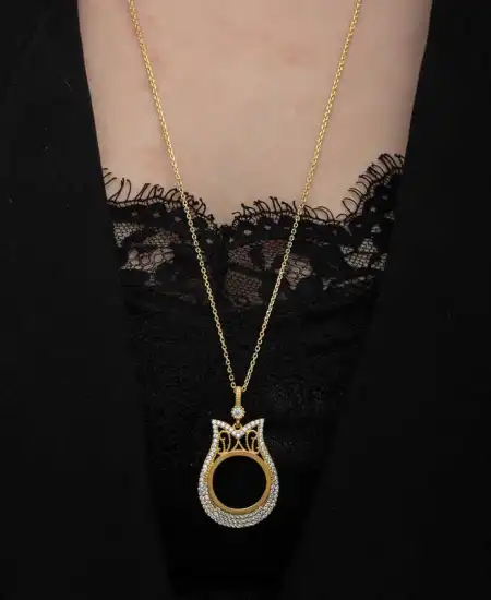 Gümüş Gold Kaplama Çeyrek Altın Takılabilen Kadın Kolye