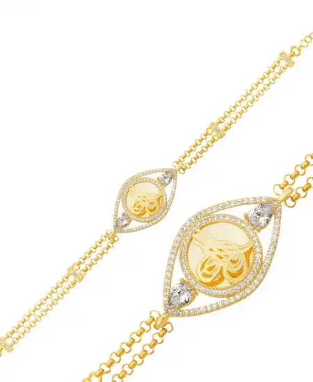 Gümüş Gold Kaplama Tuğralı Kadın Bileklik