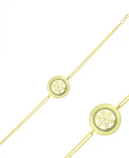 Gümüş Gold Kar Tanesi Bayan Bileklik