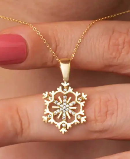 Gümüş Gold Kar Tanesi Kadın Kolye