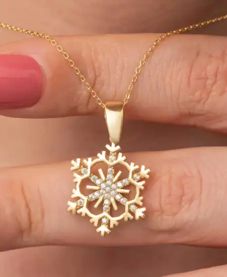 Gümüş Gold Kar Tanesi Kadın Kolye