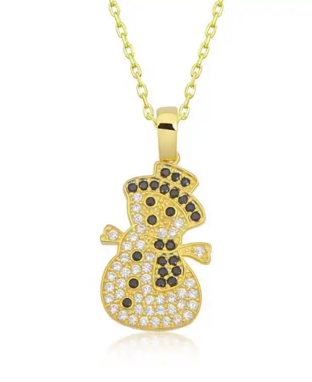 Gümüş Gold Kardan Adam Kadın Kolye