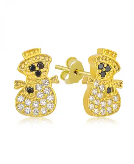 Gümüş Gold Kardan Adam Kadın Küpe