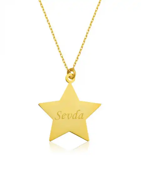 Gümüş Gold Kişiye Özel İsimli Yıldız Kolye