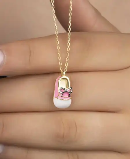 Gümüş Gold Kız Çocuk Pabuç Kadın Kolye