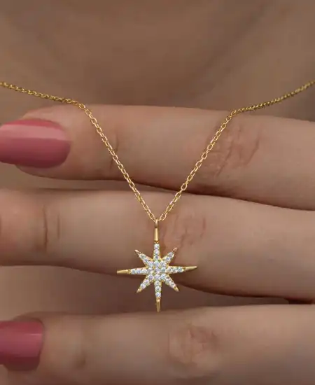 Gümüş Gold Kutup Yıldızı Kadın Kolye
