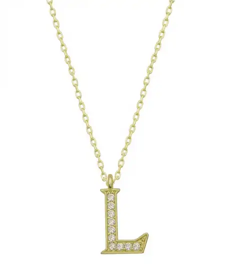 Gümüş Gold L Harfi Kadın Kolye