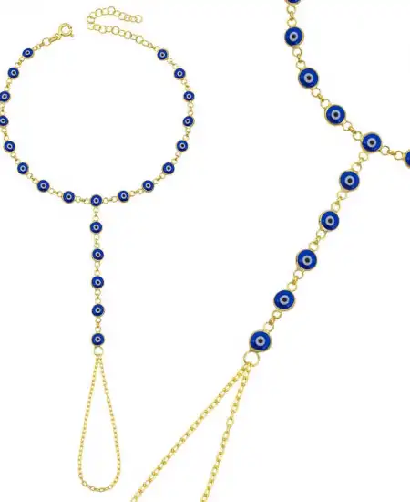 Gümüş Gold Lacivert Nazar Boncuklu Şahmeran