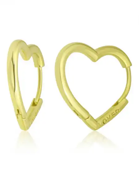 Gümüş Gold Loved Yazılı Taşsız Kalp Kadın Küpe