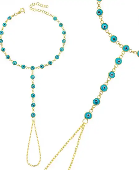 Gümüş Gold Mavi Nazar Boncuklu Şahmeran