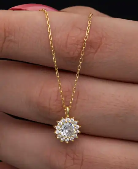 Gümüş Gold Minimal Yuvarlak Anturaj Kadın Kolye