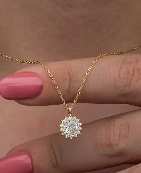 Gümüş Gold Minimal Yuvarlak Anturaj Kadın Kolye