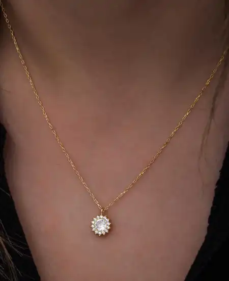 Gümüş Gold Minimal Yuvarlak Anturaj Kadın Kolye