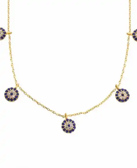 Gümüş Gold Nazarlı Şans Bayan Kolye