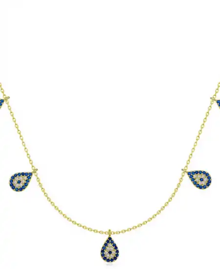 Gümüş Gold Nazarlı Şans Kadın Kolye