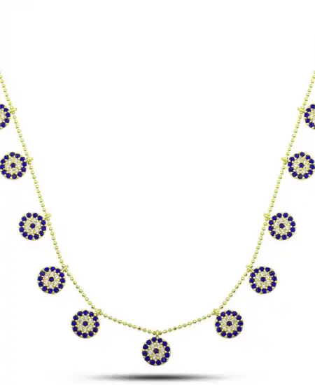 Gümüş Gold Nazarlı Şans Kadın Kolye