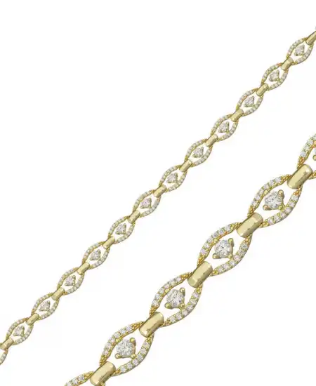 Gümüş Gold Oval Su Yolu Bayan Bileklik