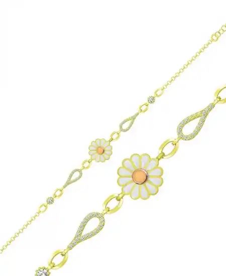 Gümüş Gold Papatya Kadın Bileklik