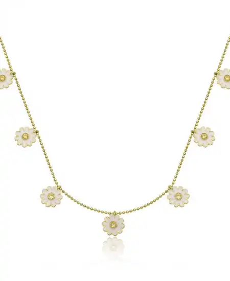 Gümüş Gold Papatya Şans Kadın Kolye