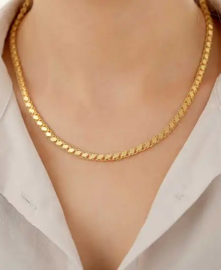 Gümüş Gold Pullu Arpa Zincir