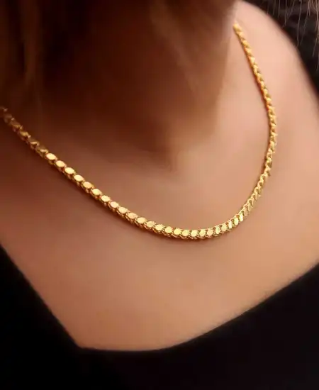 Gümüş Gold Pullu Arpa Zincir