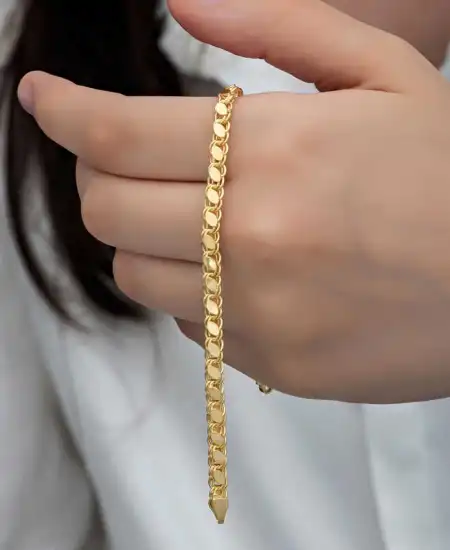 Gümüş Gold Pullu Zincir Kadın Bileklik