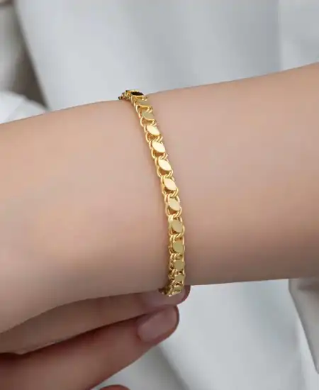 Gümüş Gold Pullu Zincir Kadın Bileklik