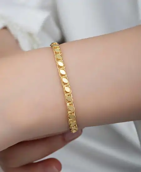 Gümüş Gold Pullu Zincir Kadın Bileklik