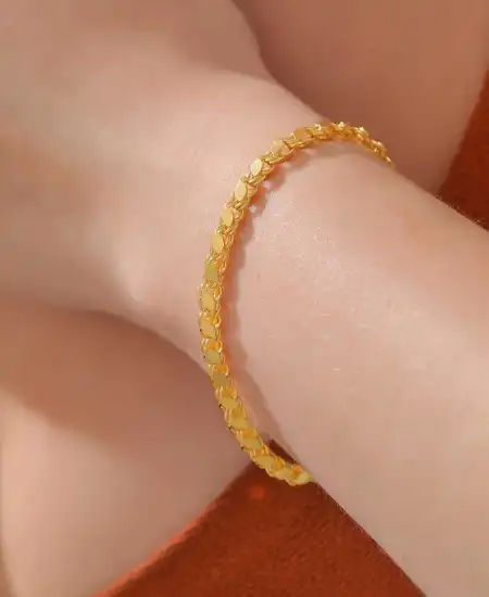 Gümüş Gold Pullu Zincir Kadın Bileklik