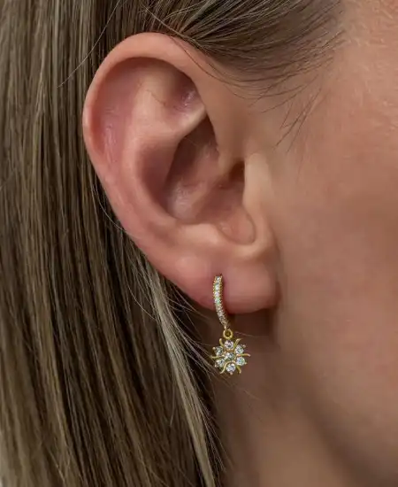 Gümüş Gold Sallantılı Güneş Kadın Küpe