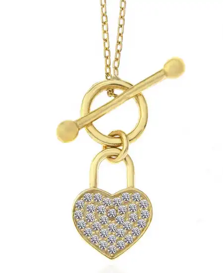 Gümüş Gold Sallantılı Kalp Kadın Kolye