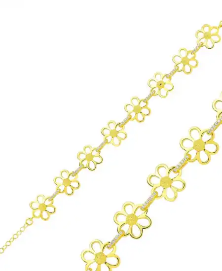 Gümüş Gold Sarı Papatya Bayan Bileklik