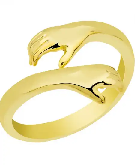 Gümüş Gold Sarılan Eller Yüzük