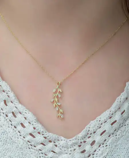 Gümüş Gold Sarmaşık Bayan Kolye