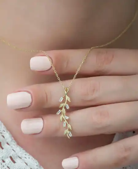 Gümüş Gold Sarmaşık Bayan Kolye